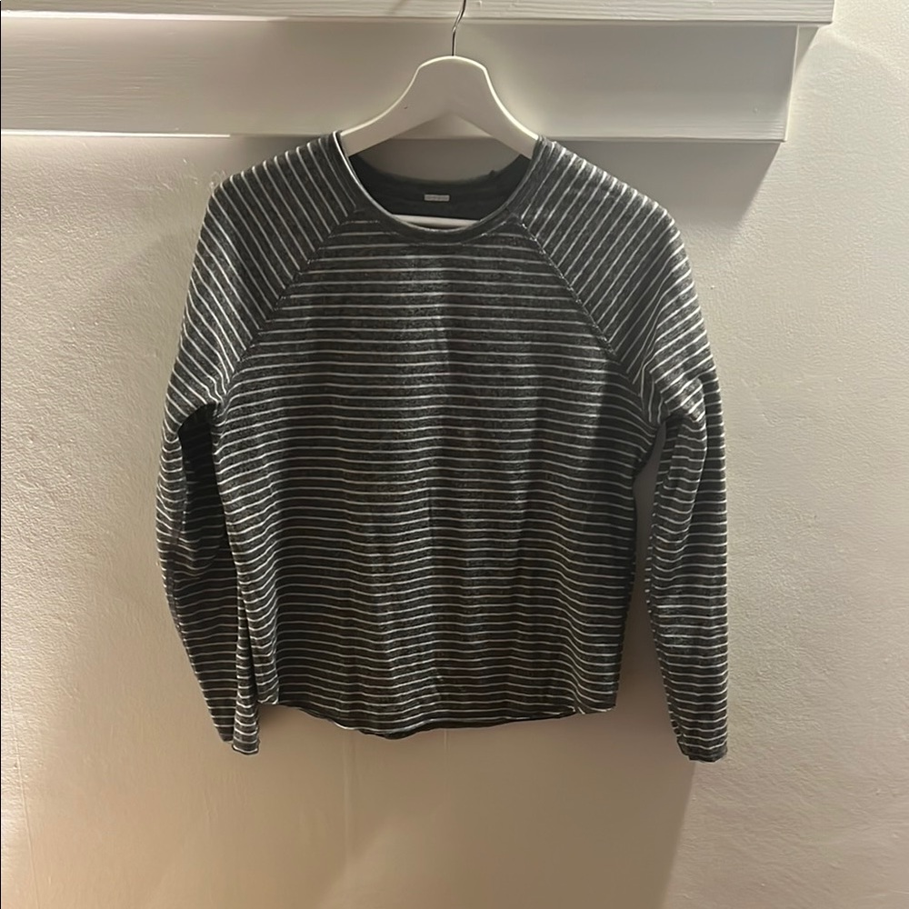 Marine Layer Valery reversible Gray and White Striped Long-Sleeve Top, medium